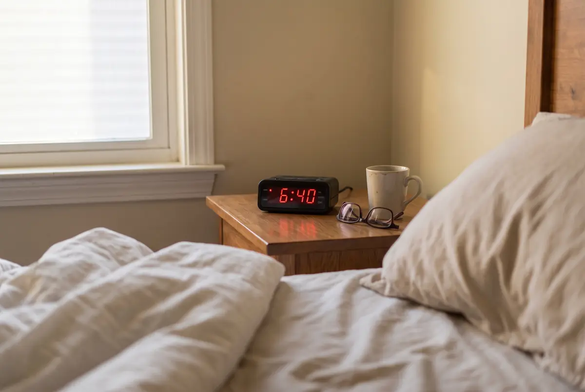 Helles Schlafzimmer am Morgen